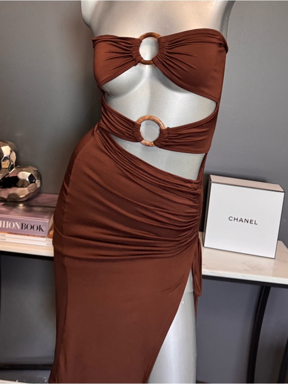 Brown Beachy Cut-Out Vacation Dress
